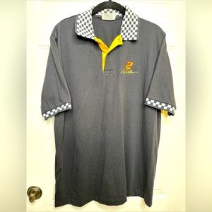 Vintage crystal springs Nascar rusty wallace #2 checkered polo XL black.